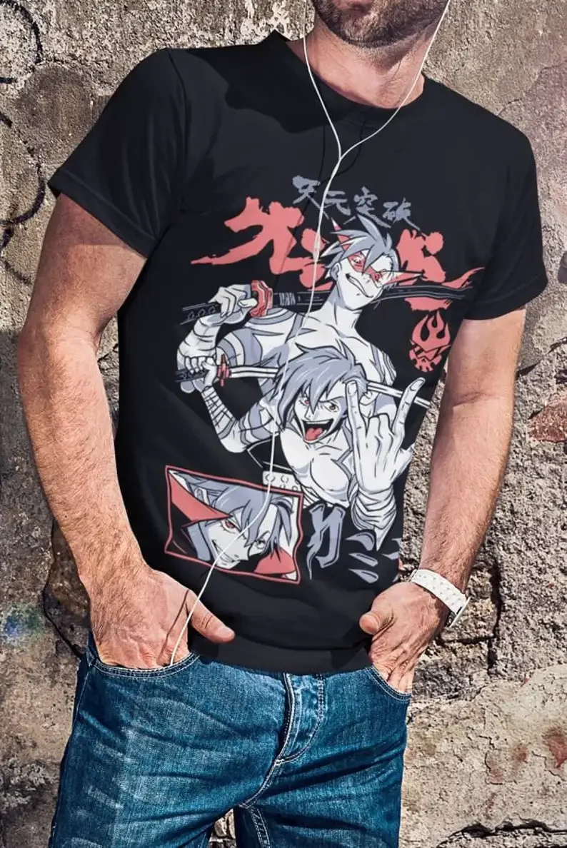 Kamina Tengen Toppa Gurren Lagann T-Shirt Kamina Simon Yoko Mecha Anime Shirt  Aesthetic Manga Tee