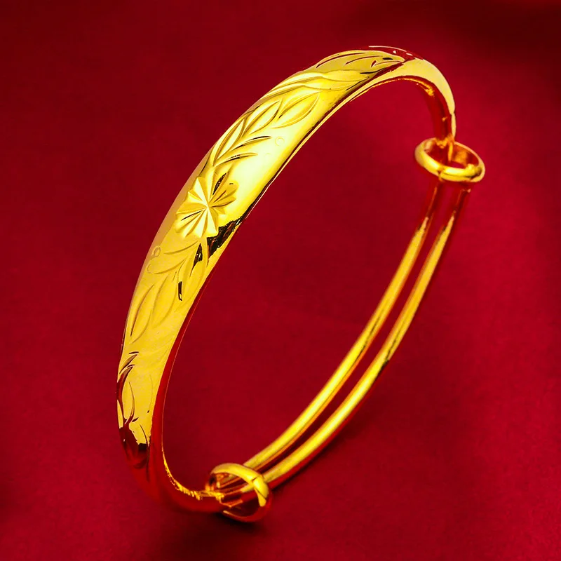 

AU999 24K Gold Women's Thick Dragon-Phoenix Bracelet - Star Texture + Meteor Pattern, Micro-Diamond Head, Business-Wedding Full