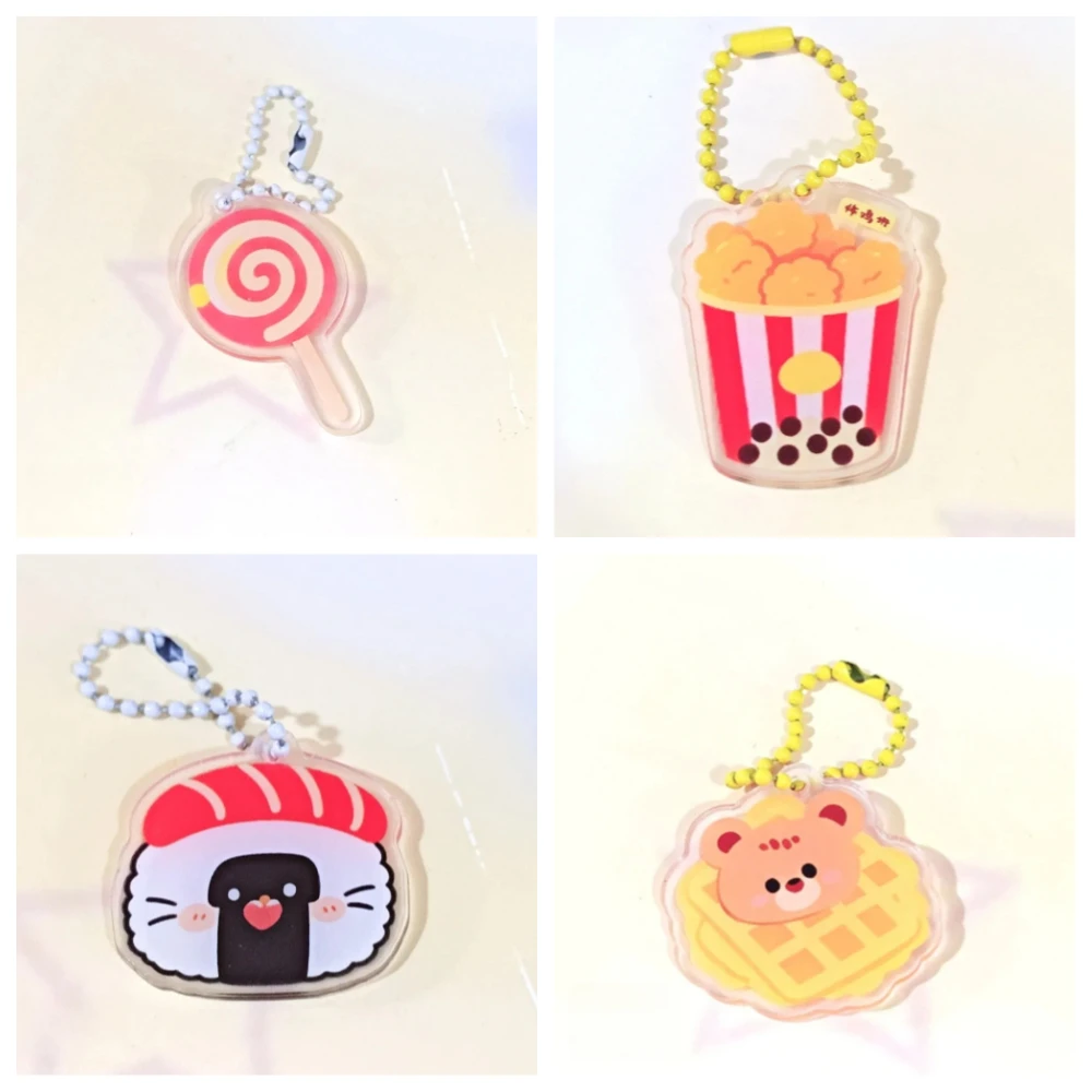 Acrylic Cartoon Food Bead Chain 2D Flat Accessory Backpack Mobile Phone Chain Jewelry Wholesale Hanging Decoration Cute Pendant