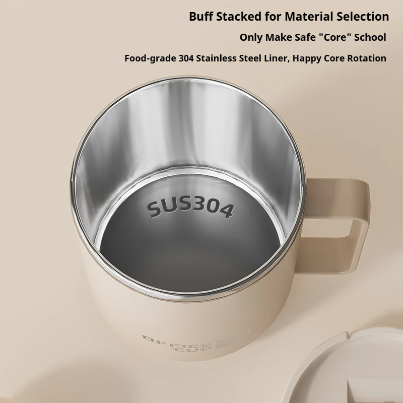 كوب قهوة معزول بجدار مزدوج من الفولاذ المقاوم للصدأ سعة 480 مل مع مقبض يحافظ على كوب حراري بارد وسرارة كوب شرب مانع للتسرب