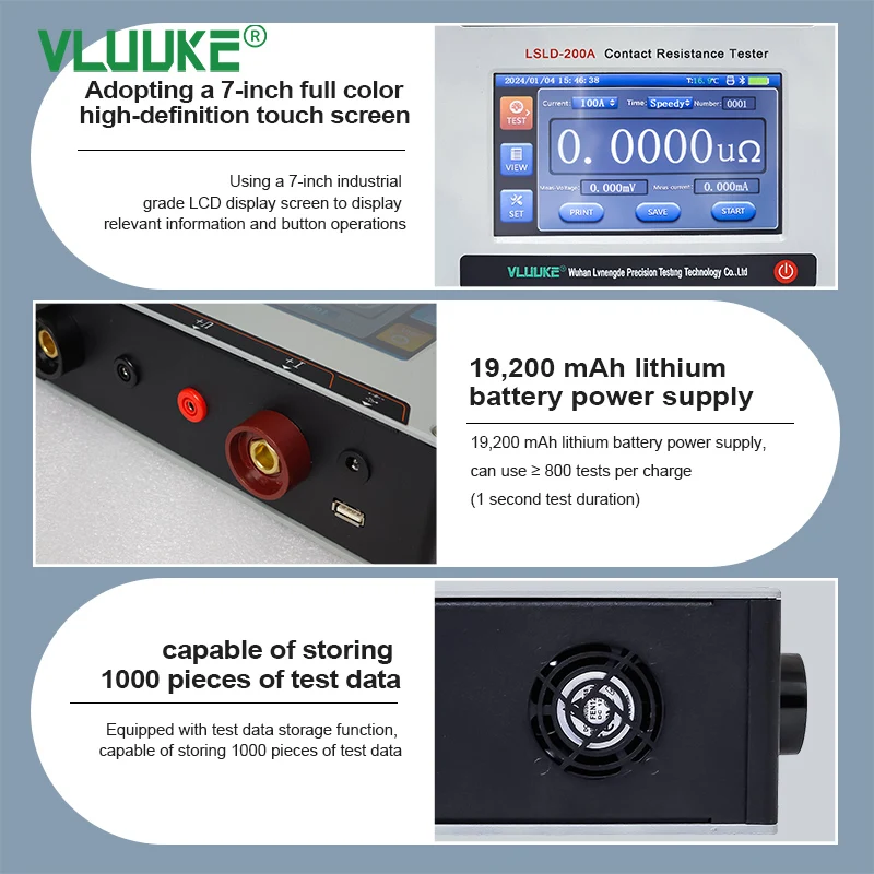 VLUUKE LSLD-200A 220V Handheld Circuit Contact Resistance Tester Loop Resistance Tester