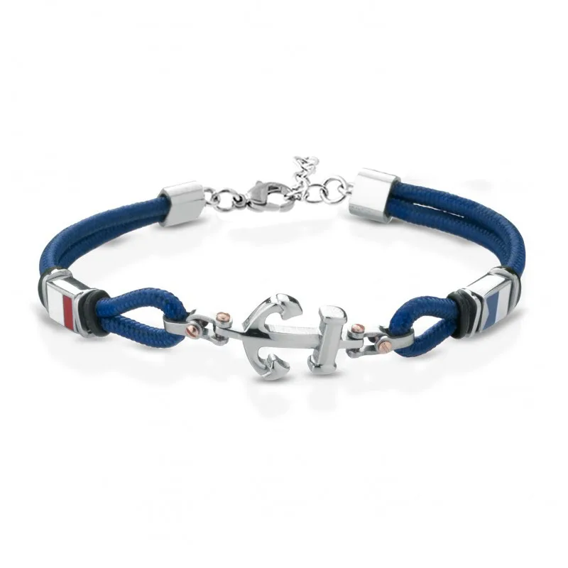 

Runda Men’s Rope Bracelet Blue Nylon Chain with Stainless Steel Anchor Adjustable Size 22cm Nautical style Bracelet for Men