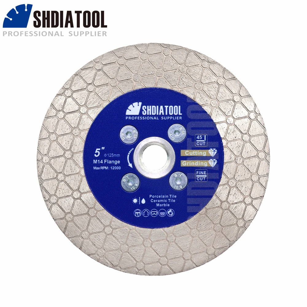 SHDIATOOL 1/2pcs 115mm 125mm Diamond Cutting Disc Double Side Cut Porcelain Stoneware Marble Grinding Tile Plate with Flange