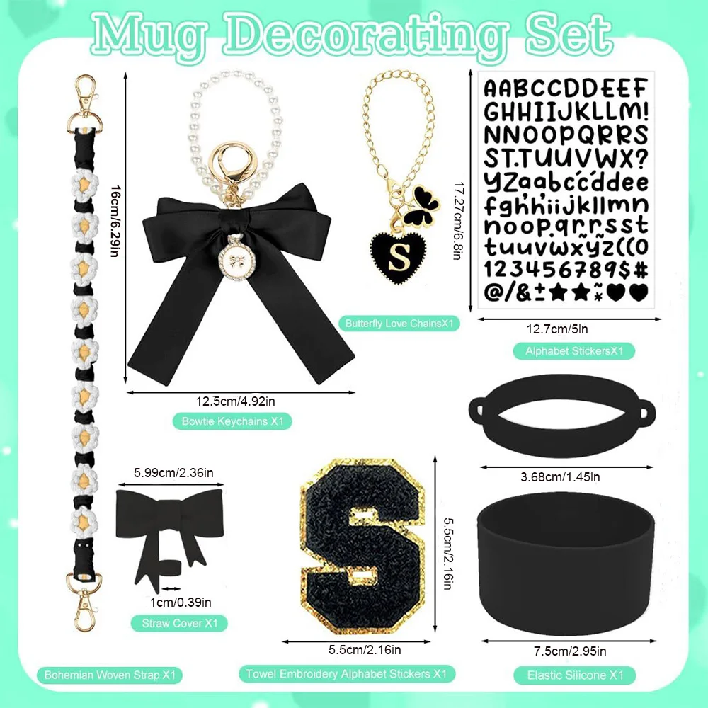 8Pcs Cup Accessories Including Straw Topper,Silicone Prorective Boot,Cup Charm,Stickers and Handle Strap for 40oz Tumbler Cup