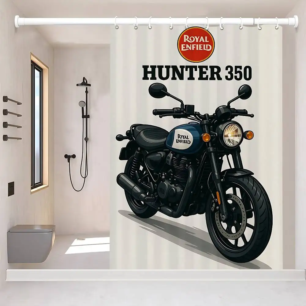 

Шторка для ванной комнаты с логотипом R-ROYALS E-ENFIELD, классическая тканевая шторка для душа в стиле аниме, с 12 крючками, водонепроницаемый декор для ванной комнаты