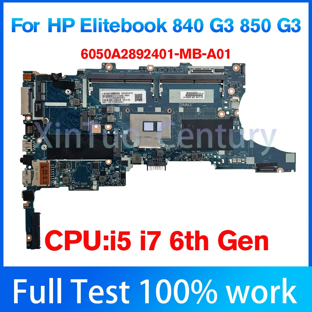 

918313 -601 для материнской платы ноутбука HP Elitebook 840 G3 850 G3 6050A 2892401 -MB-A01 Материнская плата I5 I7-6th DDR4 100% тестовая работа