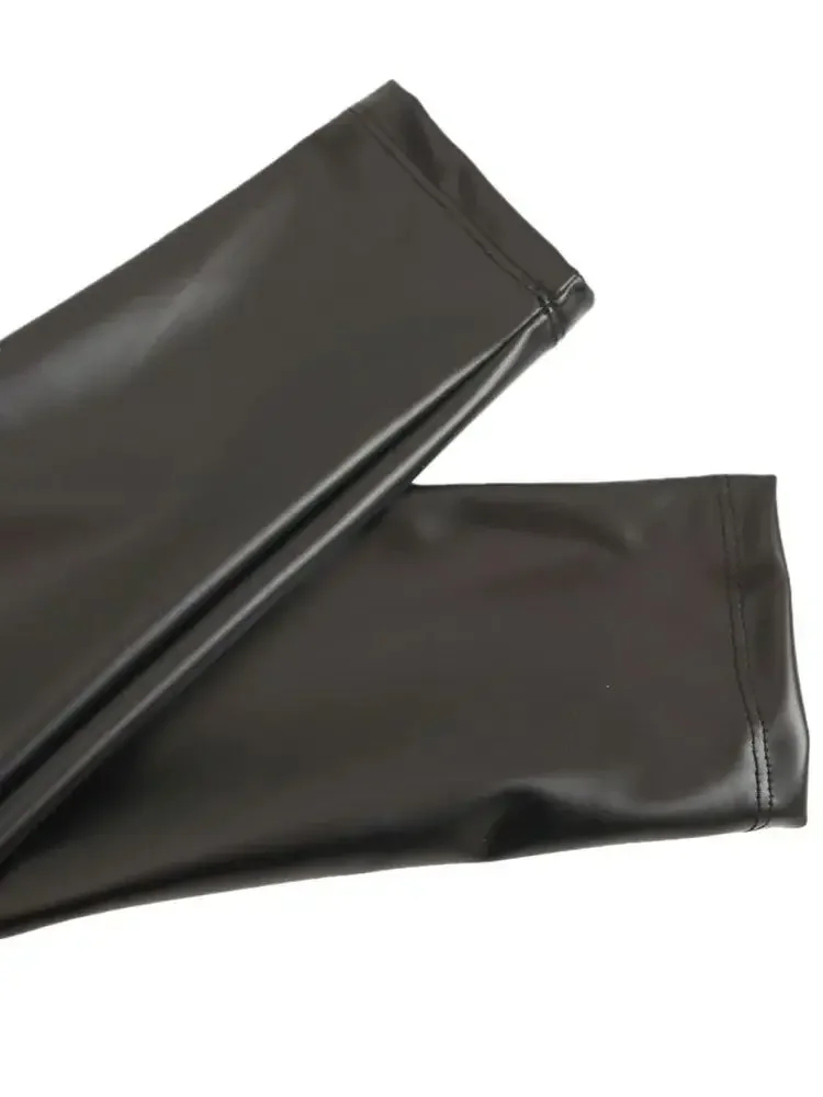 Faux Latex Elastic PU Leather Jeans Convex Pouch Leggings Tights Pencil Pants Trousers Pantalon Spodnie Jogger Hot Collant Panty