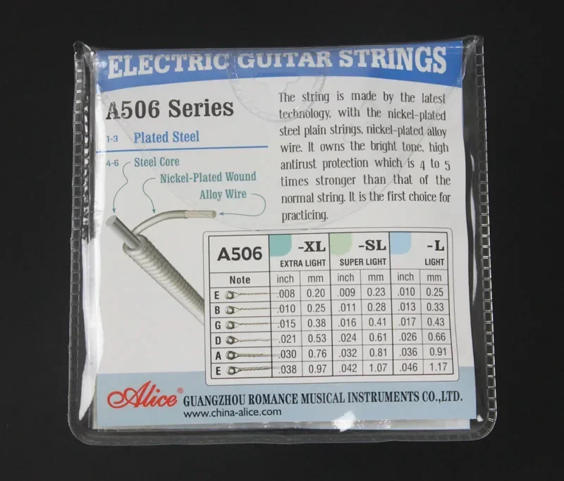 10 Pack Alice A506 Electric Guitar Strings Coated Steel Core Nickel Alloy Wound A506XL A506SL A506L Optional