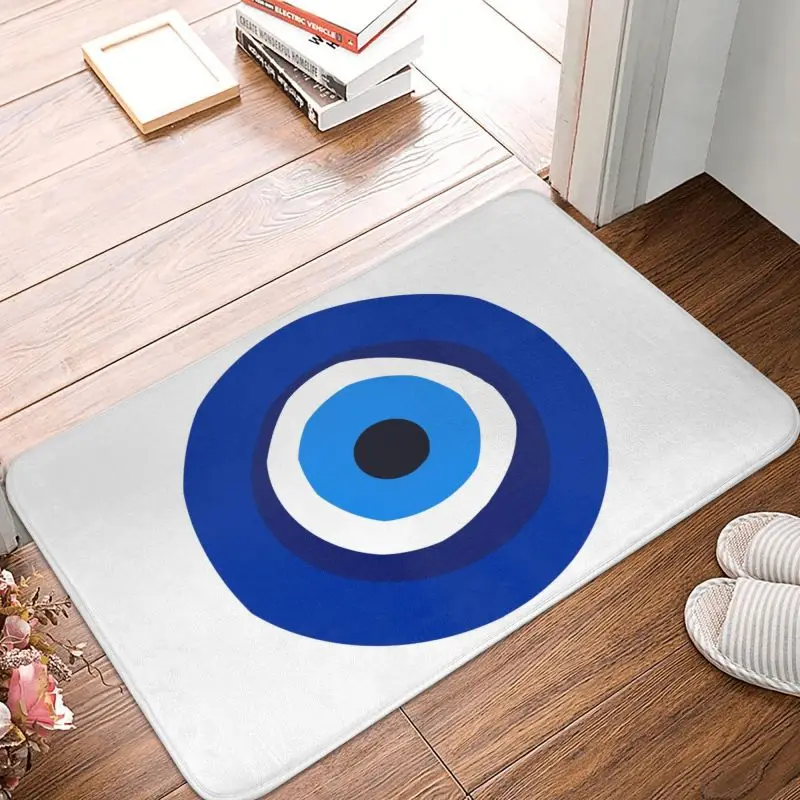 Greek Turkish Evil Eye Doormat Mat Anti-Slip Mediterranean Style Kitchen Bathroom Living Room Rug Carpet 40x60cm