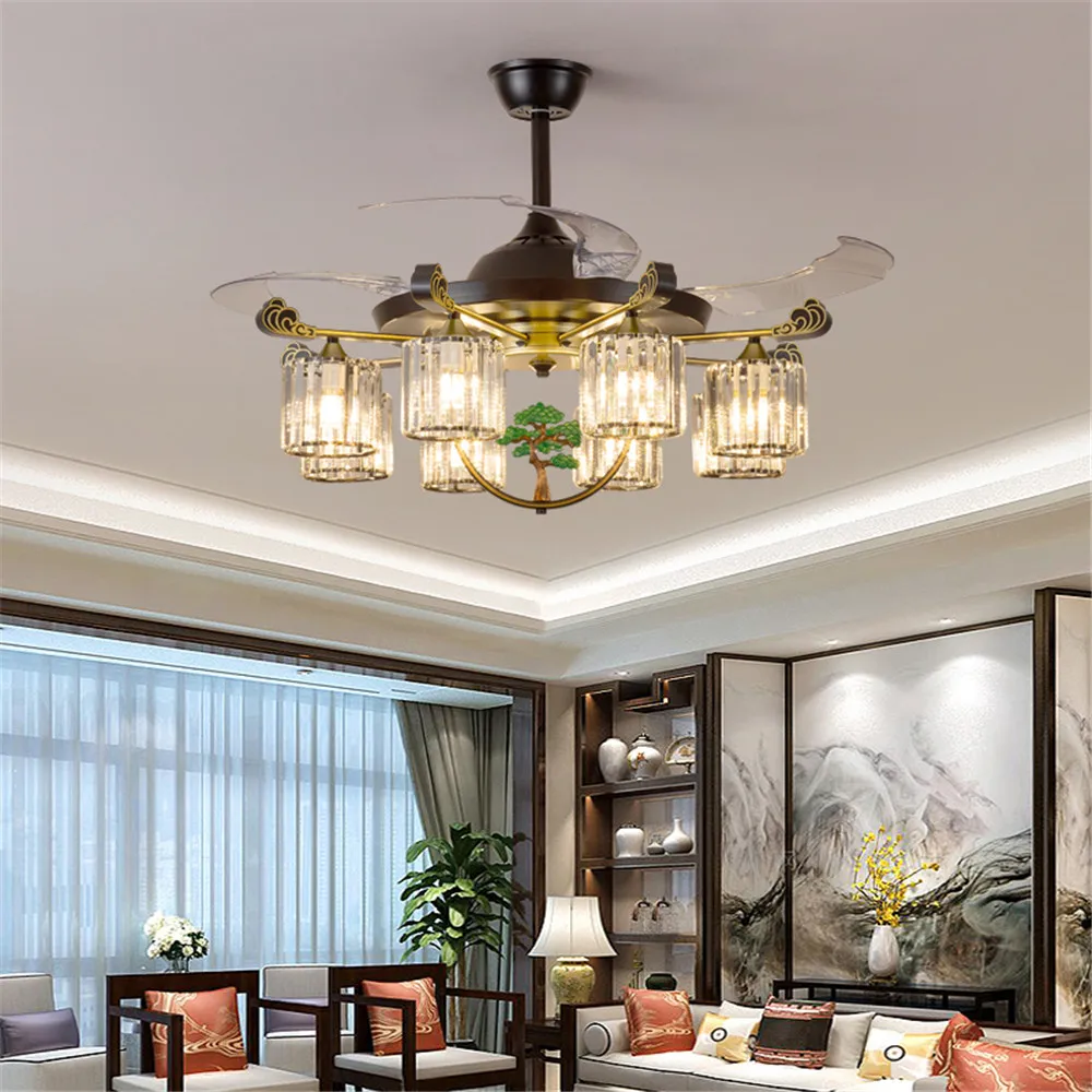 

Modern Stealth Fan Light Ceiling LED Luxury Living Room Restaurant Hotel Villa Light Fan Remote Electric Fan with Light