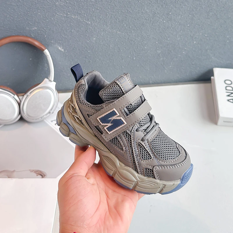 Kleinkinder Chunky Plateau-Sneaker Atmungsaktives Mesh Klettverschluss Rutschfeste Robuste Dicke Sohle Leichte Wander- und Sportschuhe – Detail 8