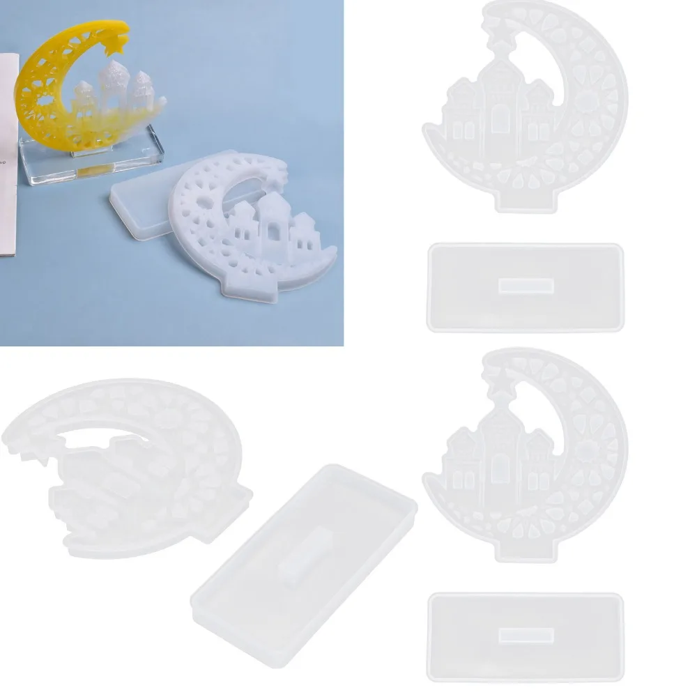 

6pcs Resin Jewelry DIY Silicone Resin Mould White Unique Silicone Crystal Castle Mould With Base DIY Table Decoration Crafts