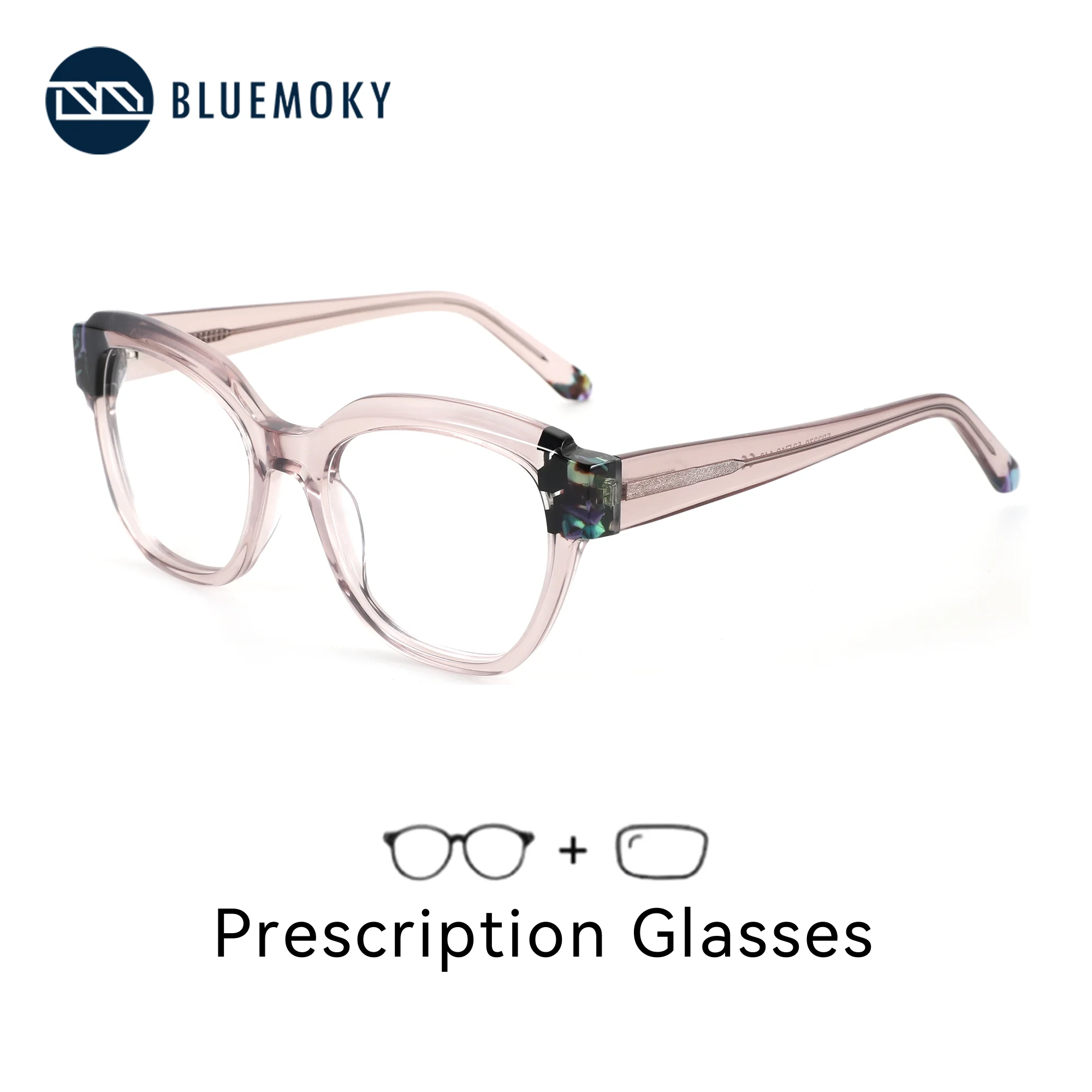 BLUEMOKY (taille M) Lunettes de vue en acétate pour femmes, verres progressifs pour vision de près et de loin, verres pour myopie