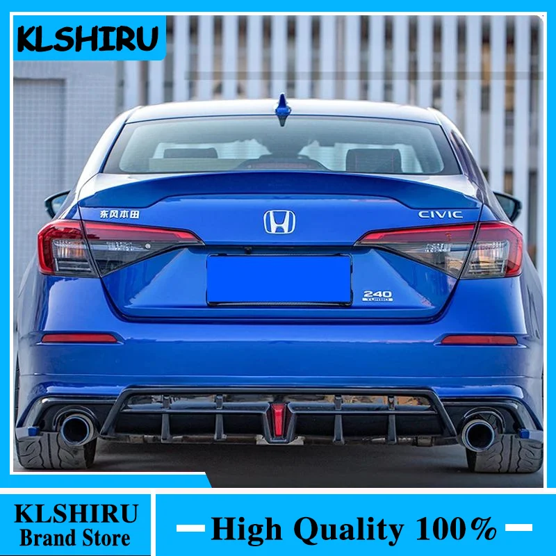 For Honda 11th Civic 2022 High Quality ABS Glossy Black And Carbon Fiber Look Rear Trunk Lid Spoiler Car Accessories