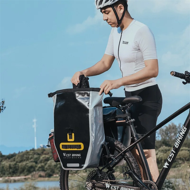 WEST BIKING 1000D Waterproof Bicycle Pannier Bag 50L Rear Double Side Bags Long Ride Cross-Country Wear-resistant Scooter Bags