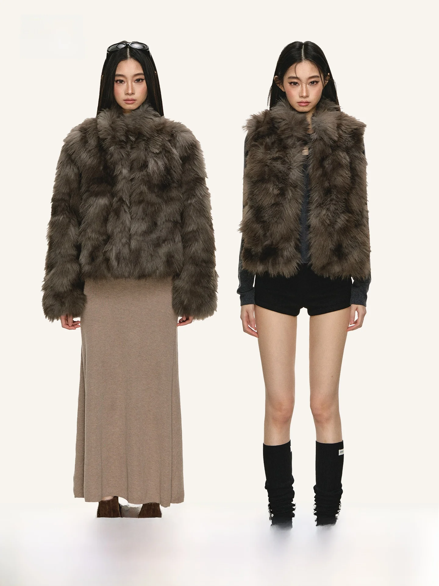 

Anna Aneae Luxury ort Fur Vest Women's Winter Warmth Casual Sle Stand Collar Eco-friendly Leather Jaet Trendy ay Brown