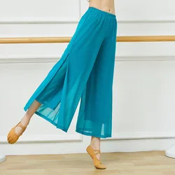 Chinese ancient style nationality flowing yarn material wide leg pants body rhyme training pants classical dance training dress