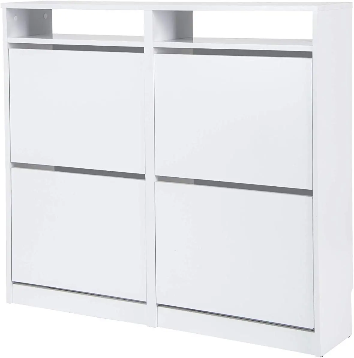 Mueble Zapatero con 4 puertas abatibles, 96x107x25 cm, Blanco