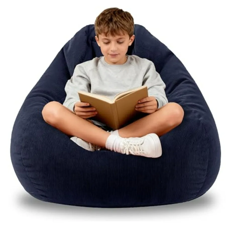 

Круглое кресло-мешок с наполнителем из пены с эффектом памяти, мягкое серое, для чтения и игр в гостиной или спальне