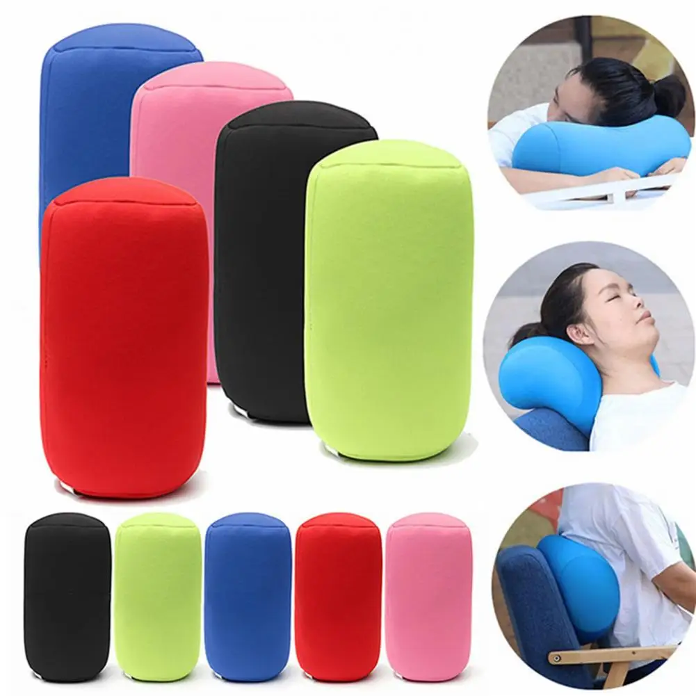 Cylindrical Pillow Built-in Foam Particles Microbead Roll Pillow Stuffed Sofa Cushion Bedroom Sleep Throw Pillow Neck Head Back