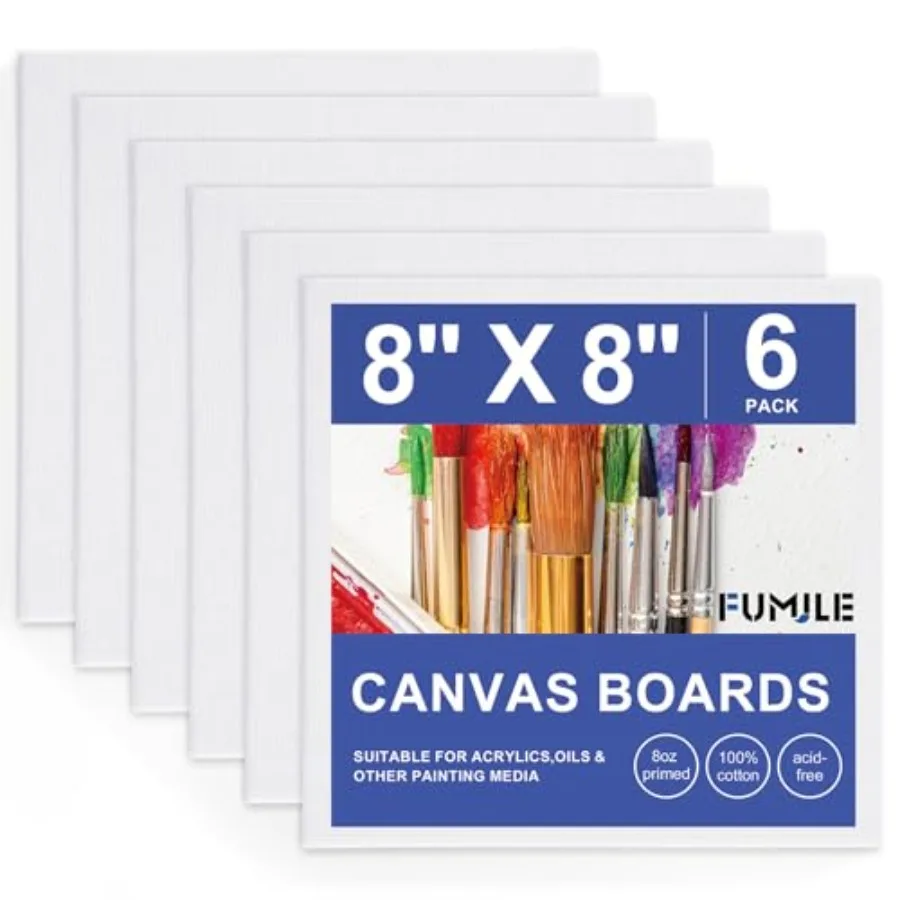 Canvas Boards for Painting 8x8, Pack Canvases for Painting Primed Acid Free Blank Canvas Panels for Painting Canvas for Classro