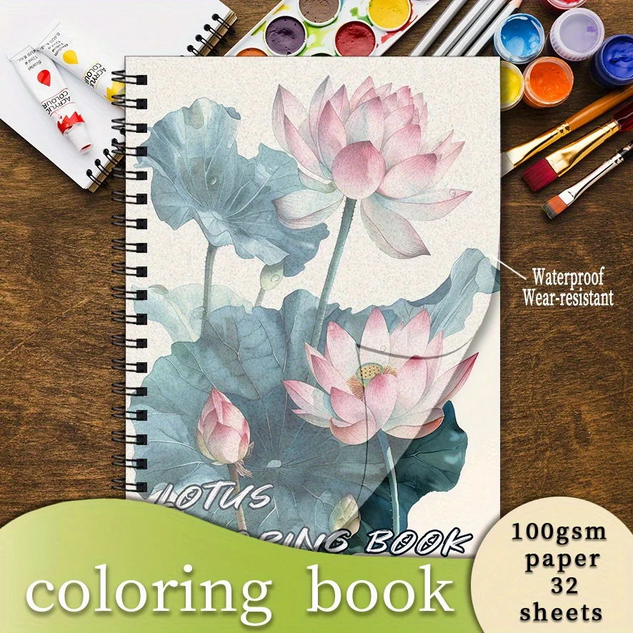 Coloring Book - 8.3x 11.2 inches 32 pages Lotus Coloring Book - Great for soothing, doodling, holiday party favors, an ideal gif