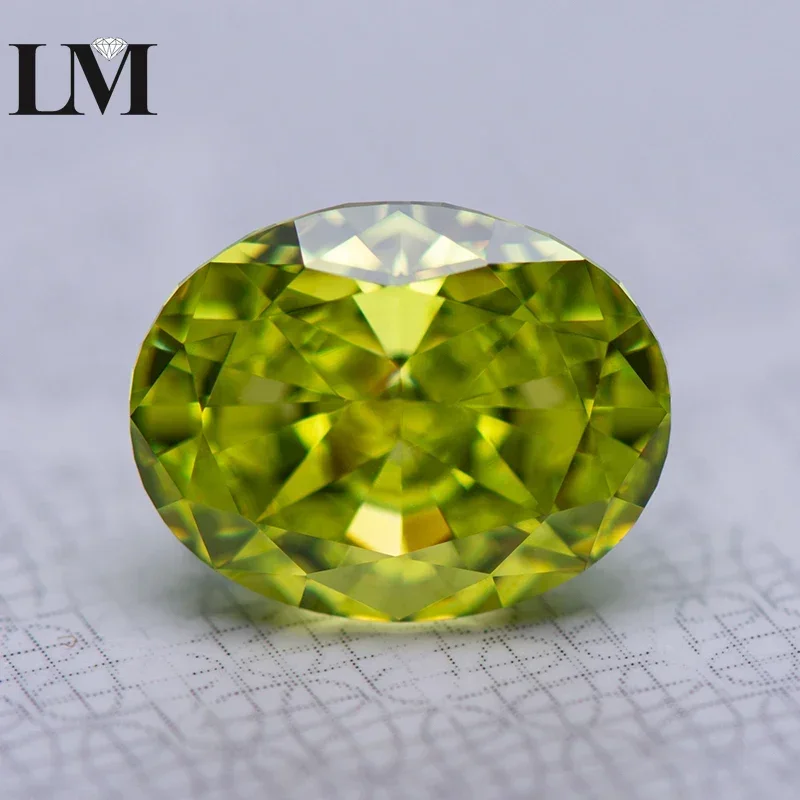 

Cubic Zirconia Synthetic Gemstone Apple Green Color Oval Shape 5A 4k Crushed Ice Cut Loose Lab Cz Stones Extremely Shiny Quality