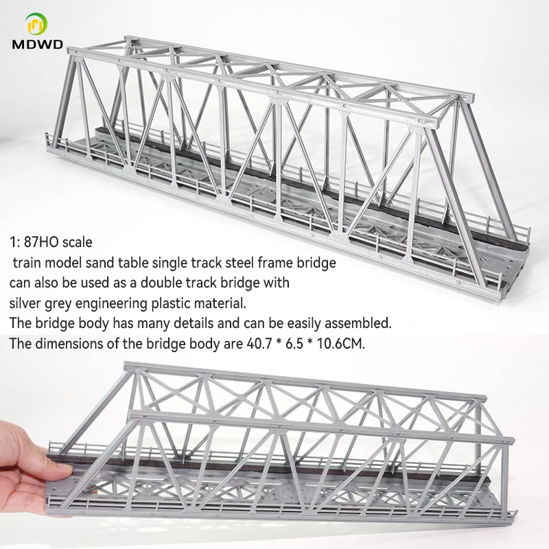 Truss Girder Model HO Scale Miniature DIY Decorative Simulated Train Tracks Double Bridge Tunnel Model for Child Kids