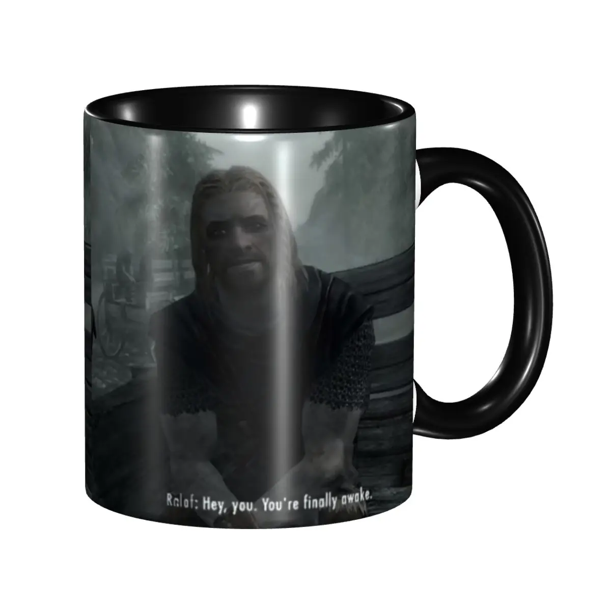 Hey You Youre Finally Awake Coffee Mugs DIY Customized Skyrim Ceramic Mug Cup Creative Gift