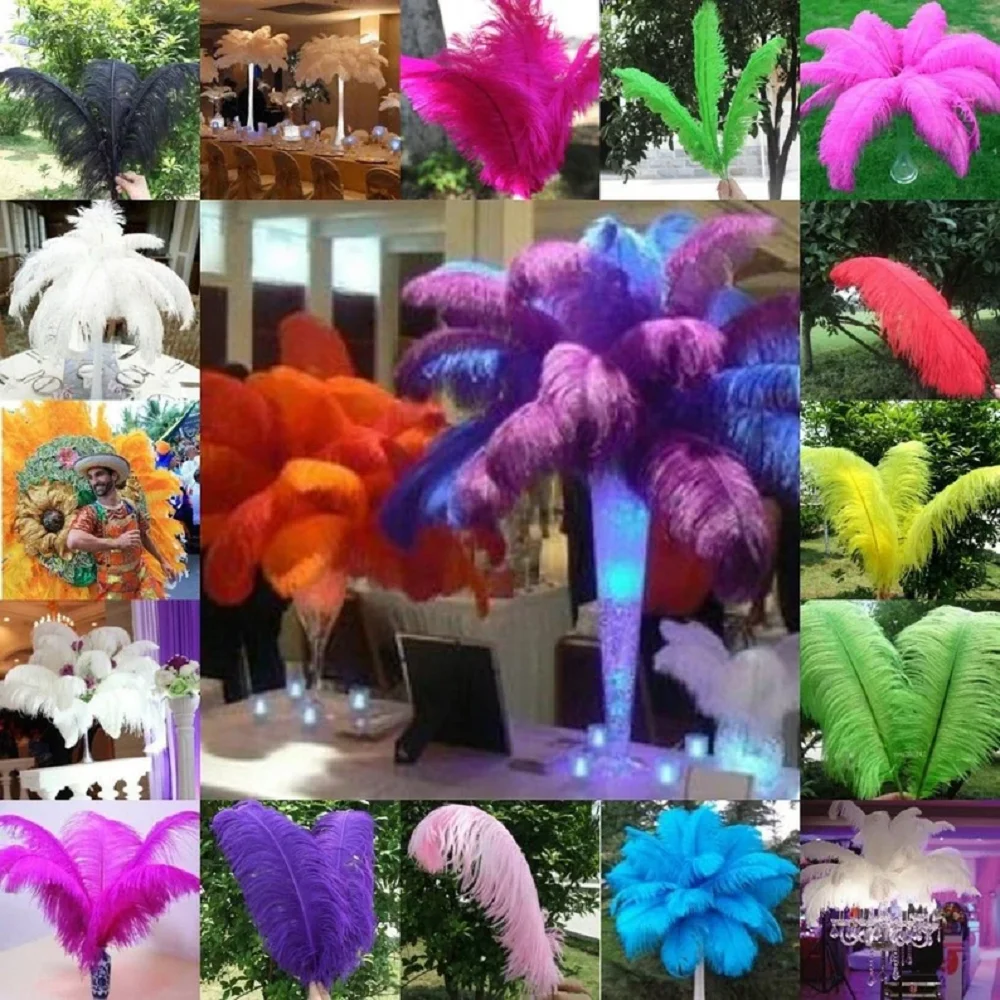 500Pcs Colorful Ostrich Feathers 25-30cm Natural Fluffy Quill for Wedding Arch Centerpiece Party Favors Home Room Decor