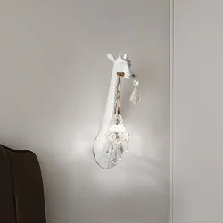 Girafa lâmpada de parede animal resina modelagem arandela led quarto cabeceira sala estar decoração luzes