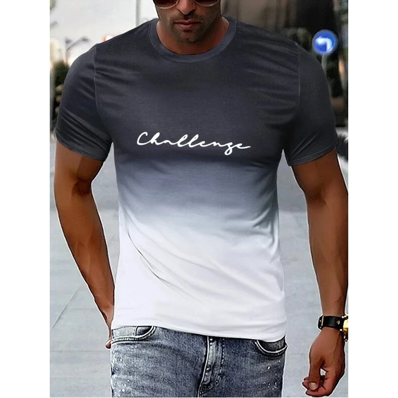 

Vintage Men's T-shirts 3D Gradient Print Short-sleeve Tops Summer Casual Street Hip Pop T Shirt Fashion Oversized Loose Clothing