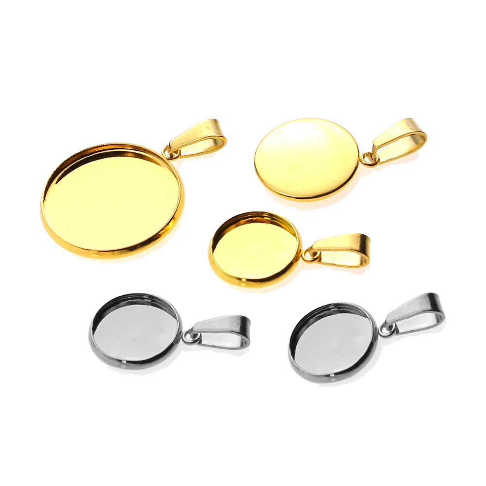 

20 Pcs Stainless Steel Pendant Necklace Holder DIY Jewelry Making Kit Round Cork Base Charm Clasp Storage Trays