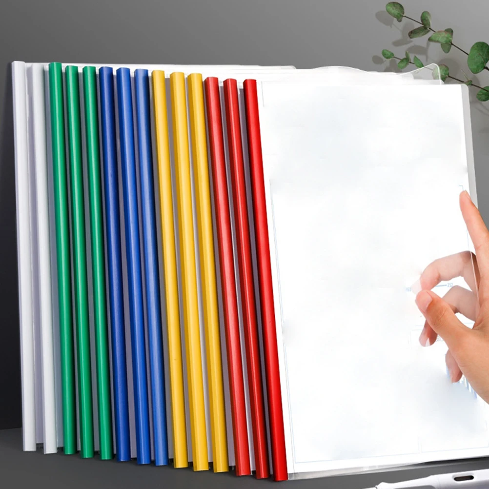 

10 Pcs Folder Prime Material Folders Transparent File Pull Rod Paper Storage with Plastic Draw Office Clamps
