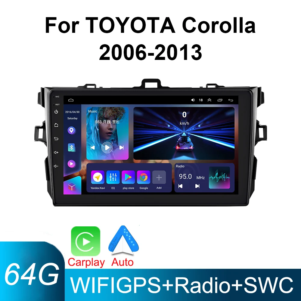 2DIN Android Carplay/autoradio automático para Toyota Corolla E140/150 2006 2007 2008 2009 2010 2011 2012 2013 reproductor de vídeo Multimedia