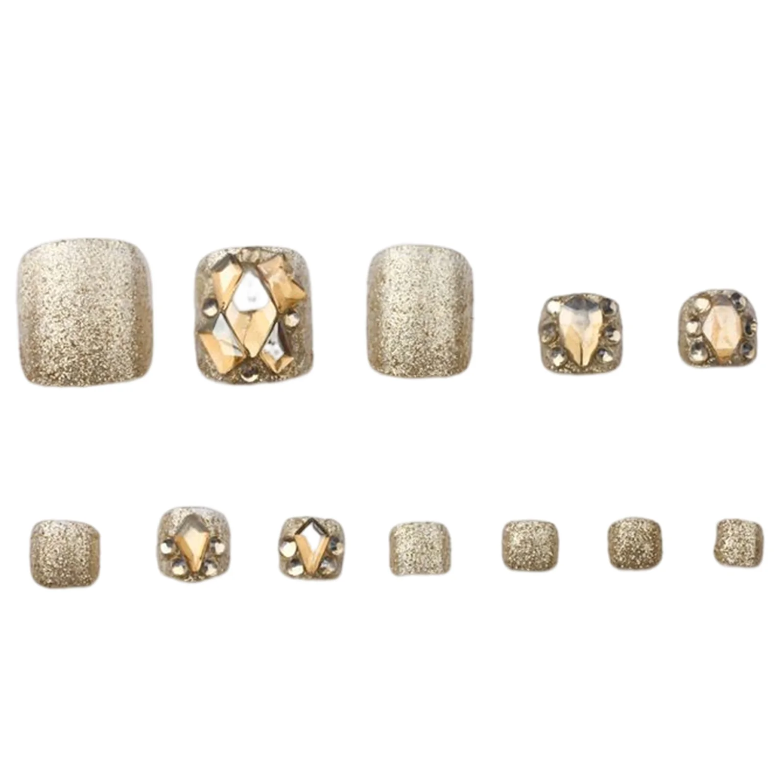 24 قطعة اللون الأزرق يمكن ارتداؤها القدم وهمية مسمار قصير طول Paillette فو حجر الراين ديكور الانتهاء الصحافة على الأظافر