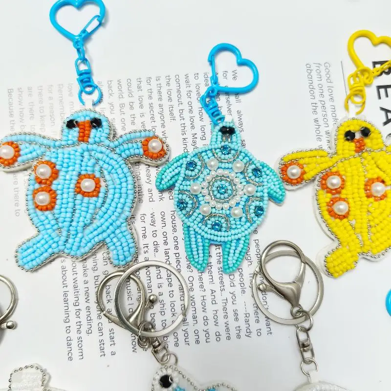 1 peça charme vida marinha miçangas apliques remendo decoração coqueiro artesanal strass chaveiro saco de cristal pingente