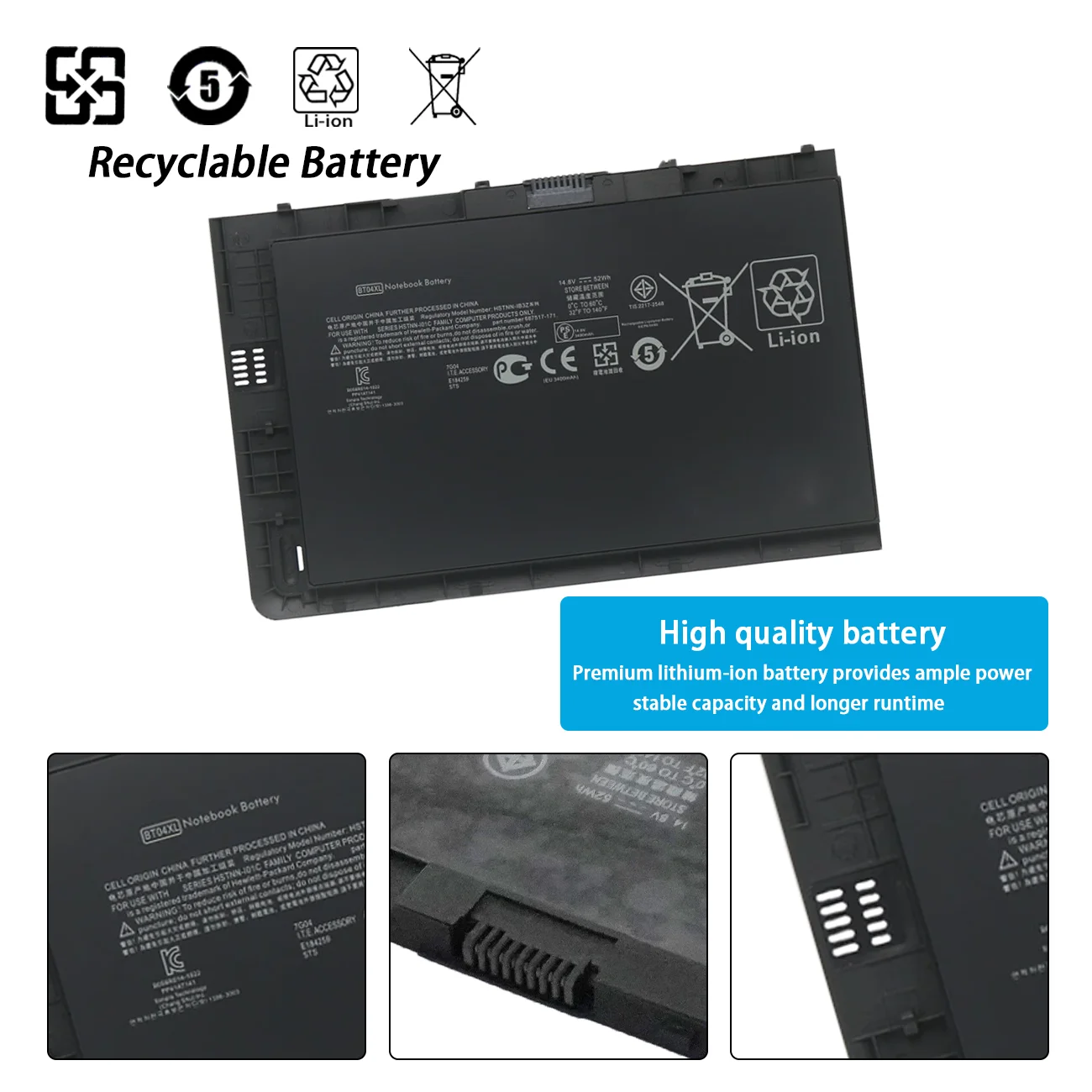 NEW BT04XL 687945-001 Battery for HP EliteBook Folio 9470 9470M 9480M HSTNN-IB3Z HSTNN-DB3Z HSTNN-I10C BA06