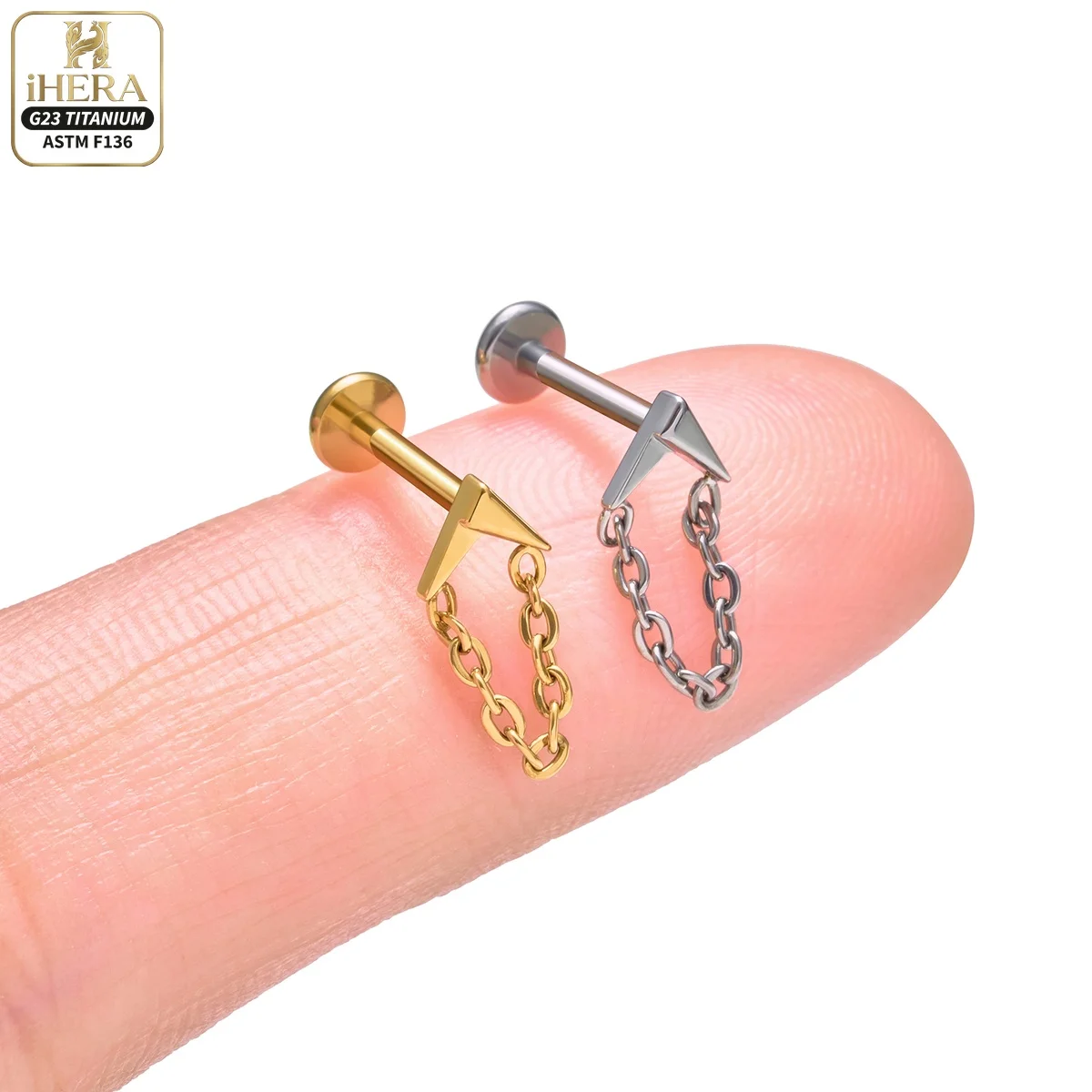 ASTM F136 Titan Kite Moss Agate Flacher Ohrstecker mit Funkelndem CZ-Schleifen-Anhänger, Sunburst Labret, Helix, Tragus, Conch Ohrstecker Schmuck – Detail 26