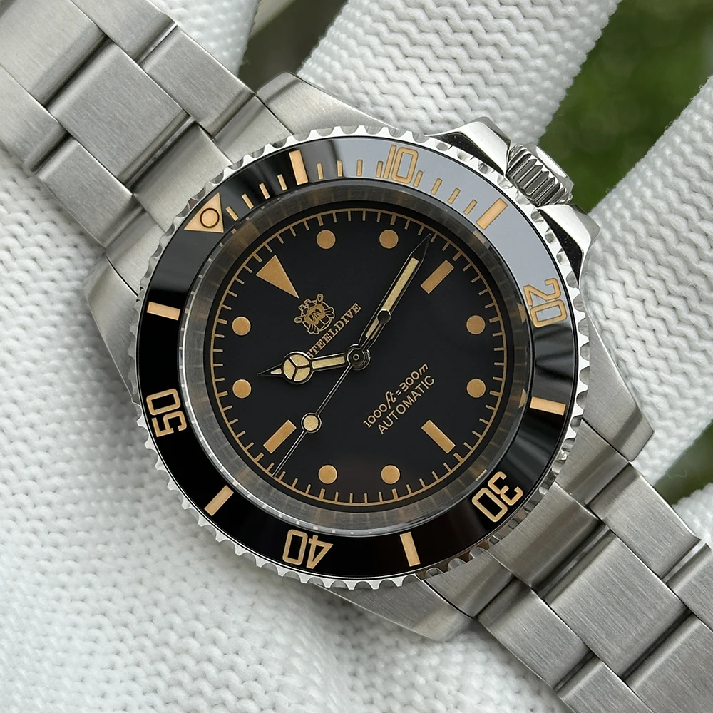 STEELDIVE SD1954V Keramiklünette 41 mm Edelstahlgehäuse 300 m wasserdicht Vintage leuchtende NH35 automatische Herren-Taucheruhr