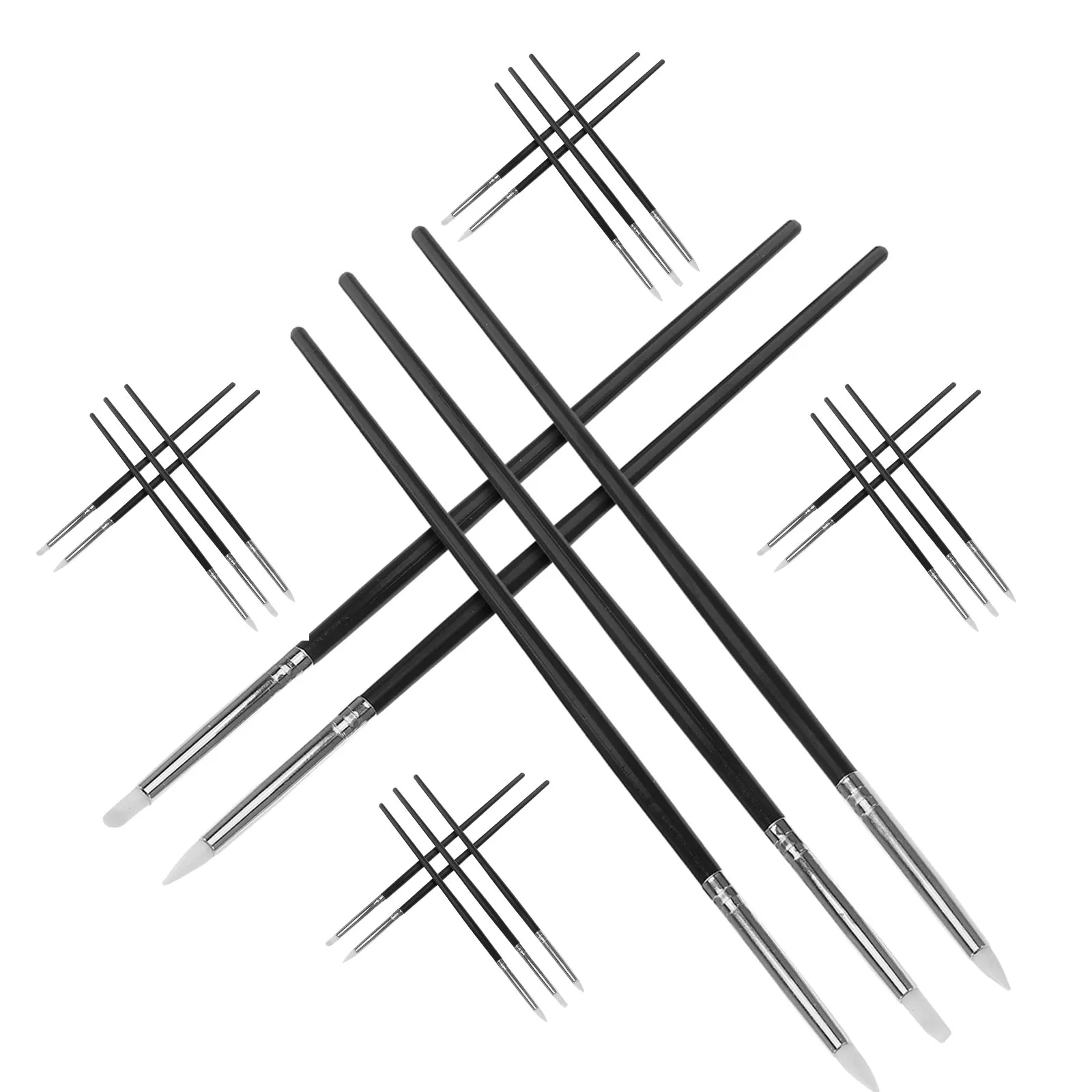 

25Pcs Nail Art Brushes Silicone Tip Sculpture Pens Nail Carving Drawing Shaping Foil Resin Craft DIY Sculpting Tools