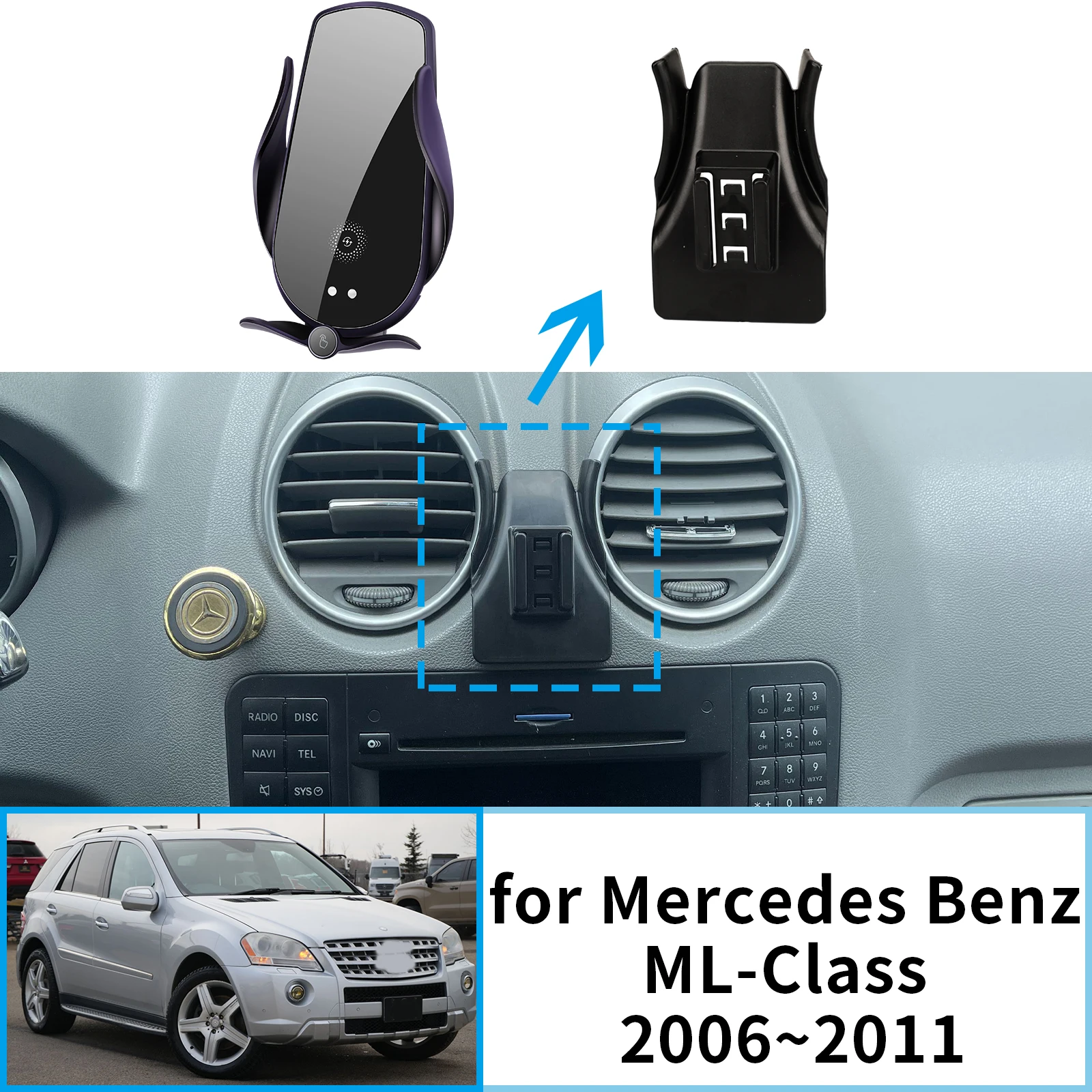 

for Mercedes Benz ML M W164 ML350 2006~2011 AMG 360 Accessories GPS Bracket Navigation Stand AutoCar Mobile Phone Holder