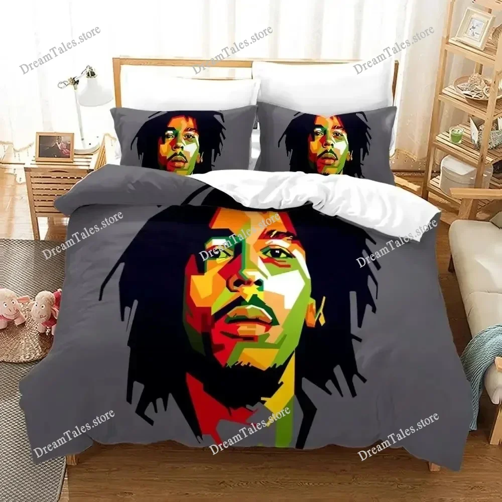 Music Legends Jamaica Singer Bob Marley Style Duvet Cover Pillow Case Bedding Set Quilt Cover Double Bed Home Textile741
