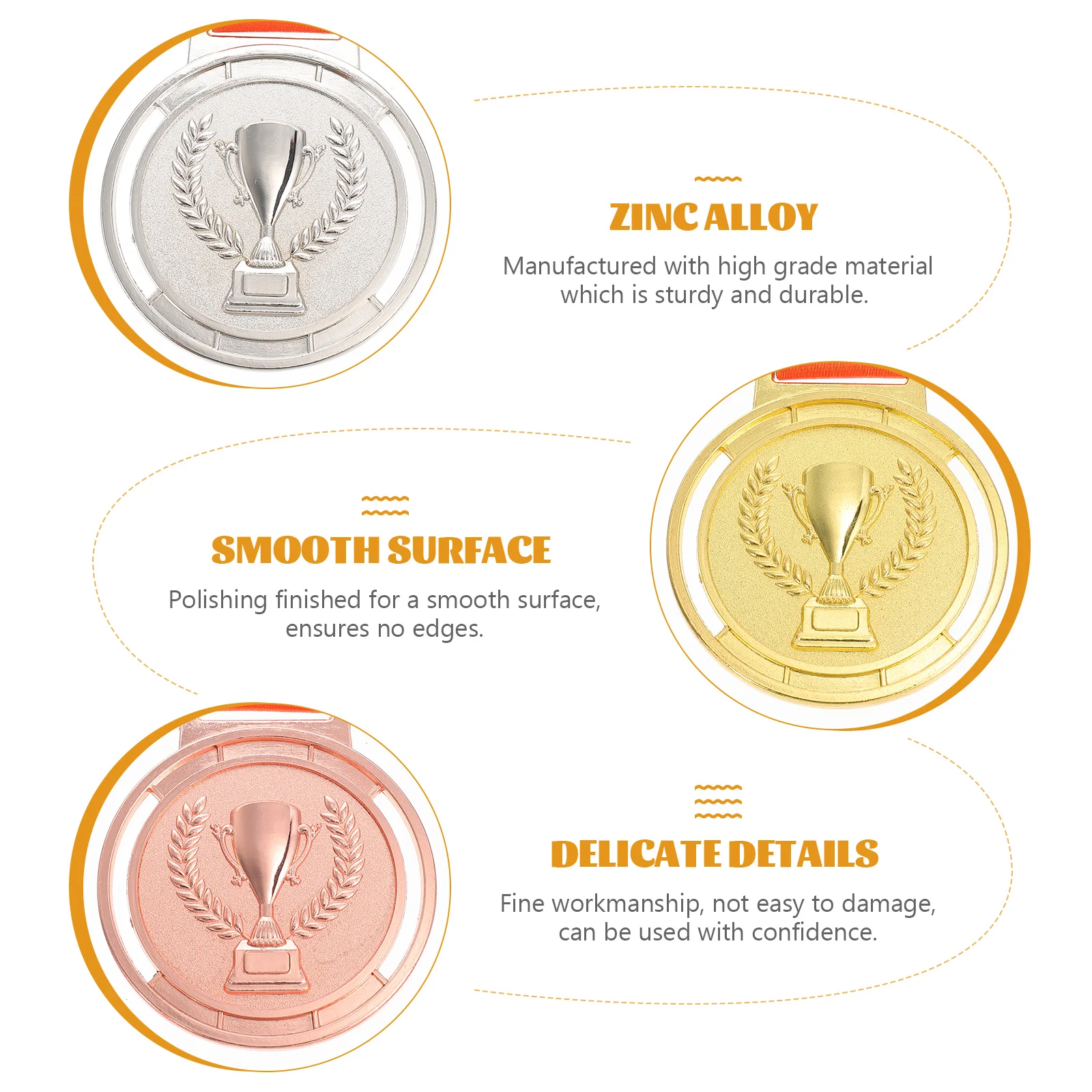 

3pcs Zinc Alloy Hanging Medal Sports Competition Award Reward Winner Achievement Metal Medals With Ribbon Team Sports Event Race