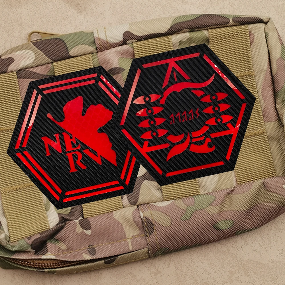 Evangelion NERV IR Reflective Patches Hook&Loop Tactical Badge Navy Armband Fabric Accessories Patches Backpack Clothes Stickers