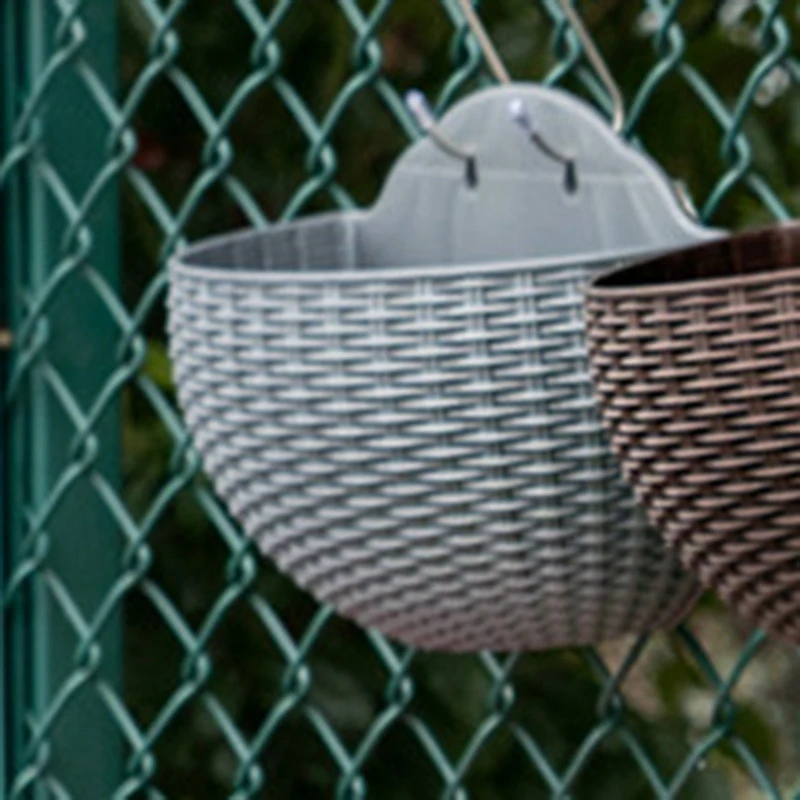 Wall Flower Pots Wall-Mounted Flower Pots Semi-Circular Fence Flower Pots With Drainage Hooks