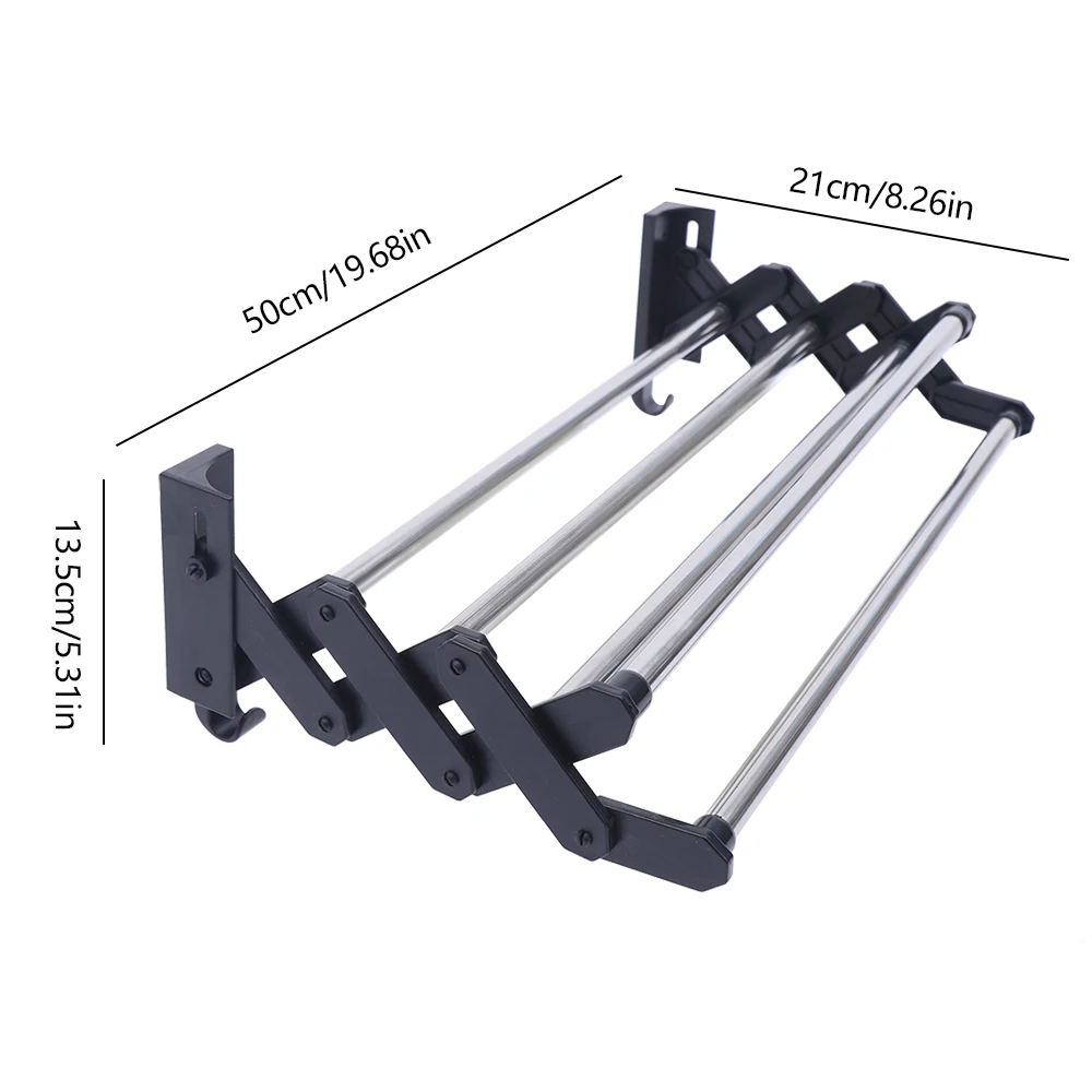 50cm Folding Towel Rack, Retractable Wall Mounted Drying Rack For Bathroom, Kitchen, Toilet And Laundry Room
