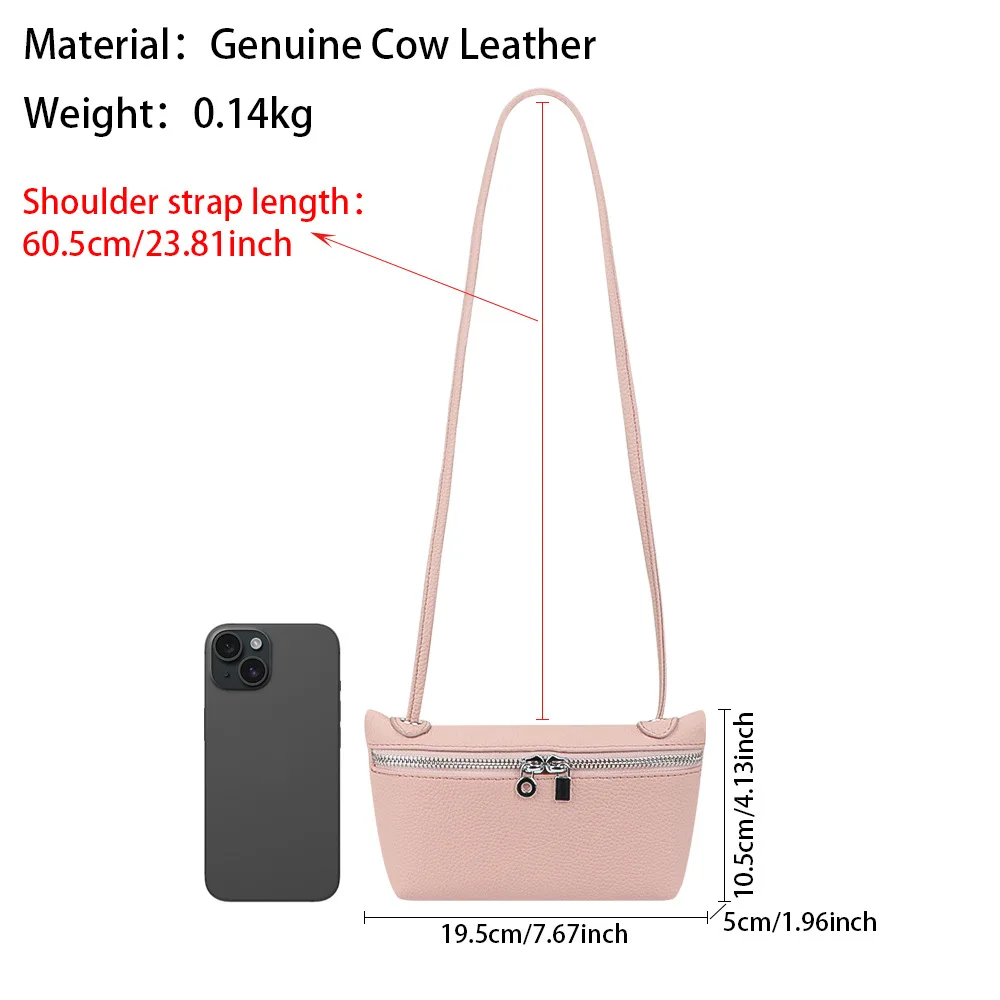 Royal Bagger tas selempang kulit asli wanita, dompet tas bahu sederhana mode, warna Solid ritsleting ganda 1862
