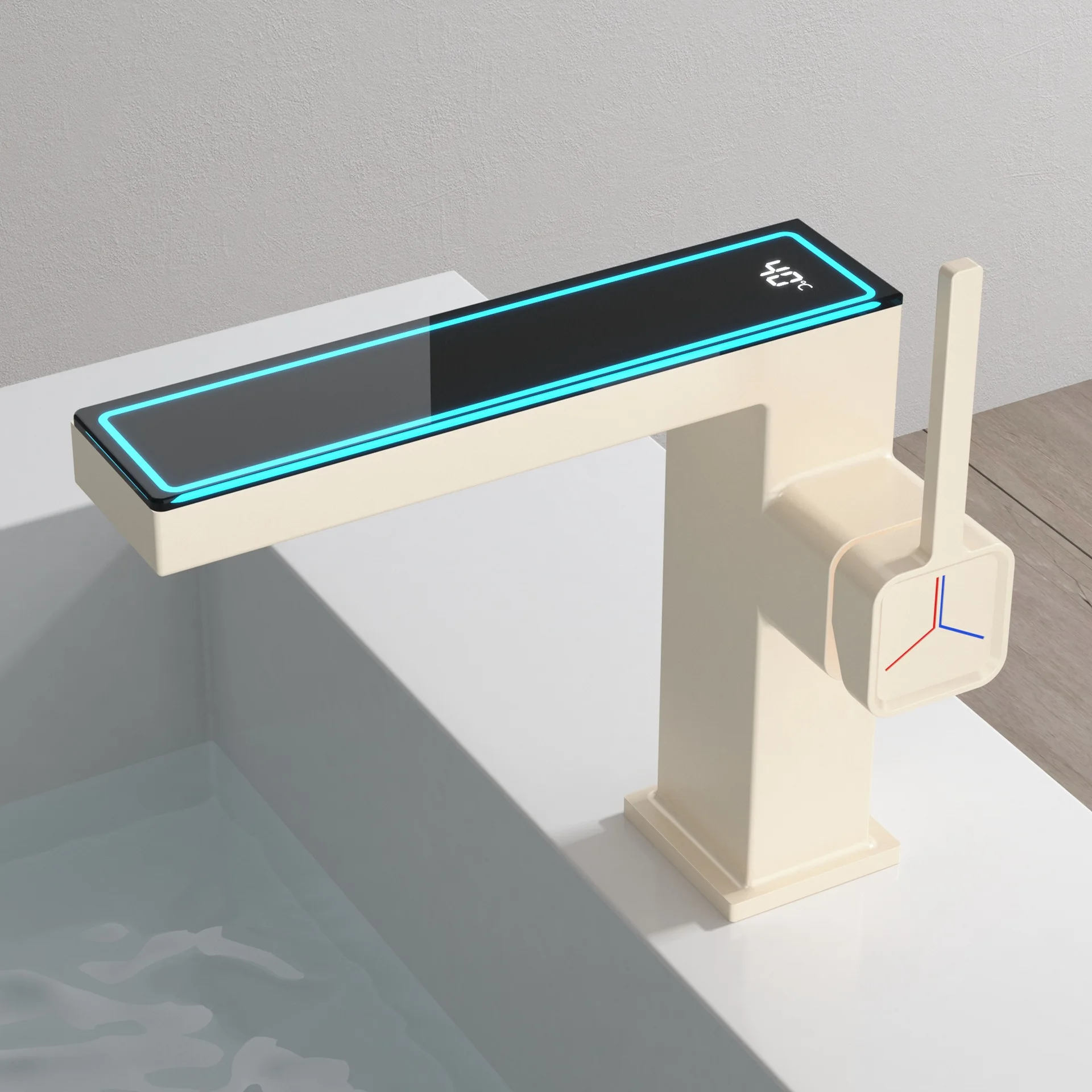 

Digital ambient light basin faucet hot and cold water bathroom hand wash basin basin faucet factory direct sales