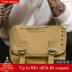 Maden Retro M1961 Distressed Letter Canvas Messenger Bags Adjustable Portable Shoulder Motorcycle Waist Bag for Men